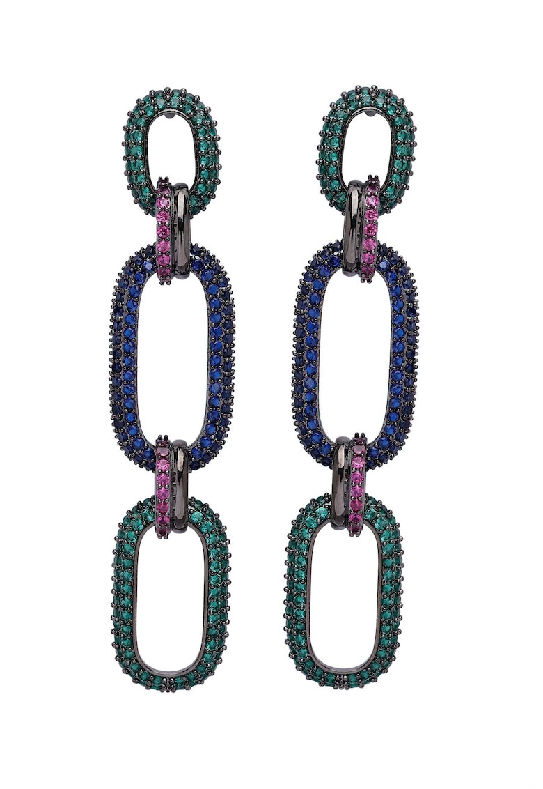 Cercei rotunzi ovali lungi cu cristale