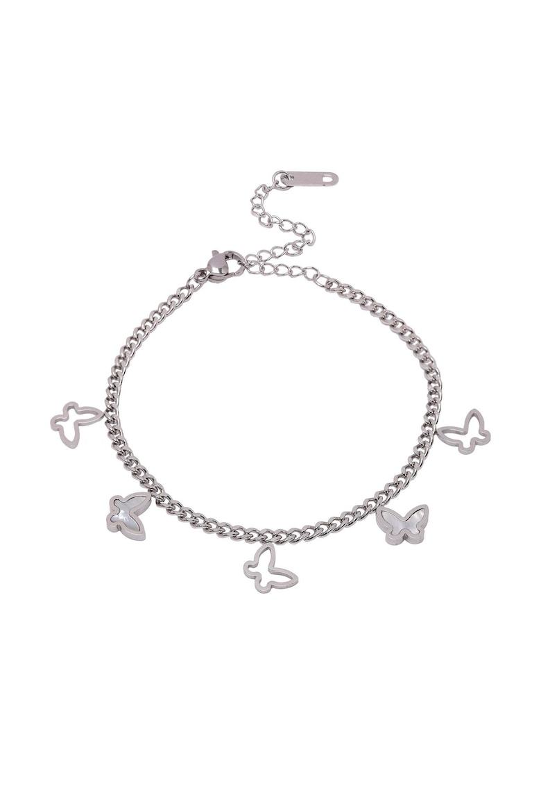 Bratara din otel inoxidabil cu talismane cu fluturi