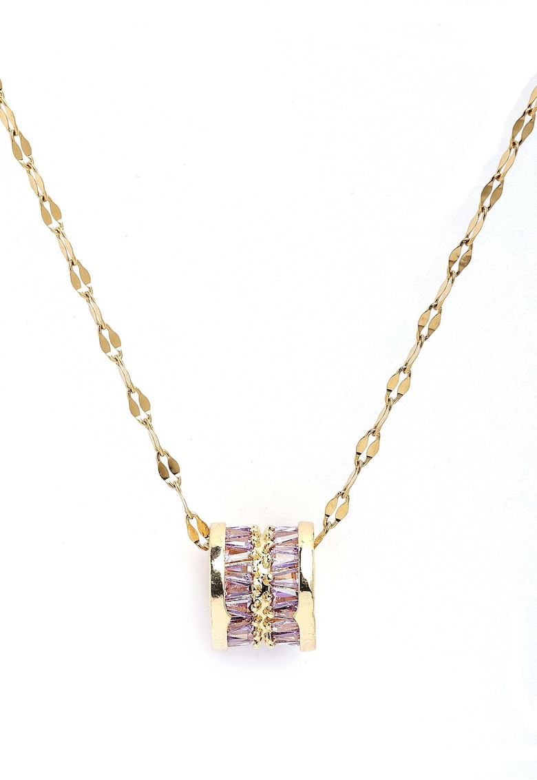 Colier placat cu aur de 18K si pandantiv decorat cu pietre zirconia