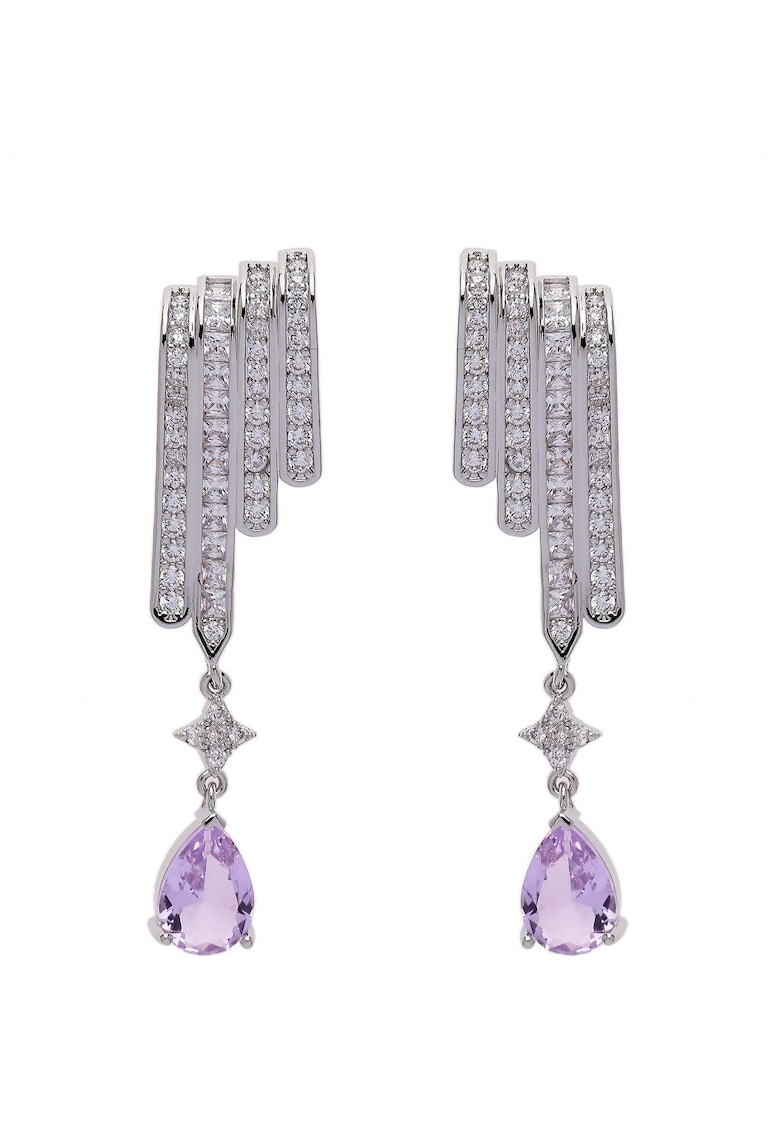 Cercei cu cristale - Argintiu