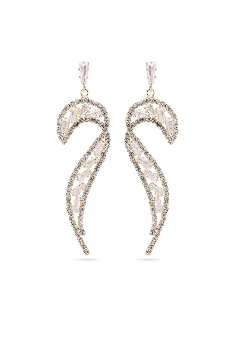 Cercei placati cu aur de 18K si cristale - Auriu