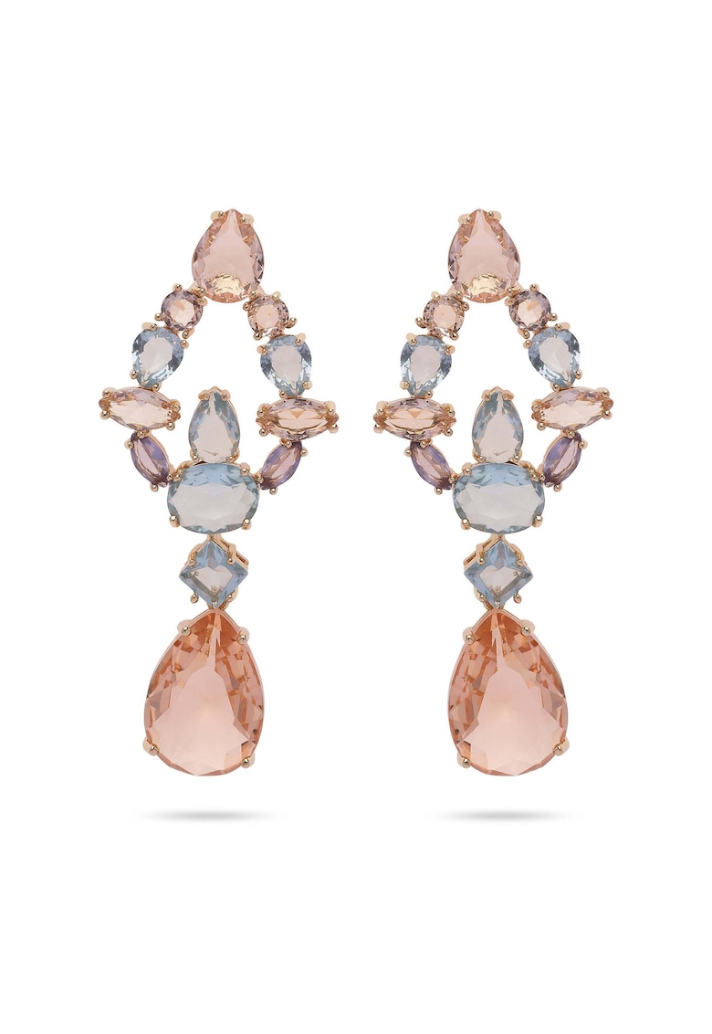 Cercei drop placati cu aur de 18K si cristale