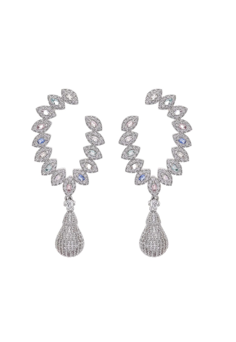 Cercei placati cu rodiu si cristale