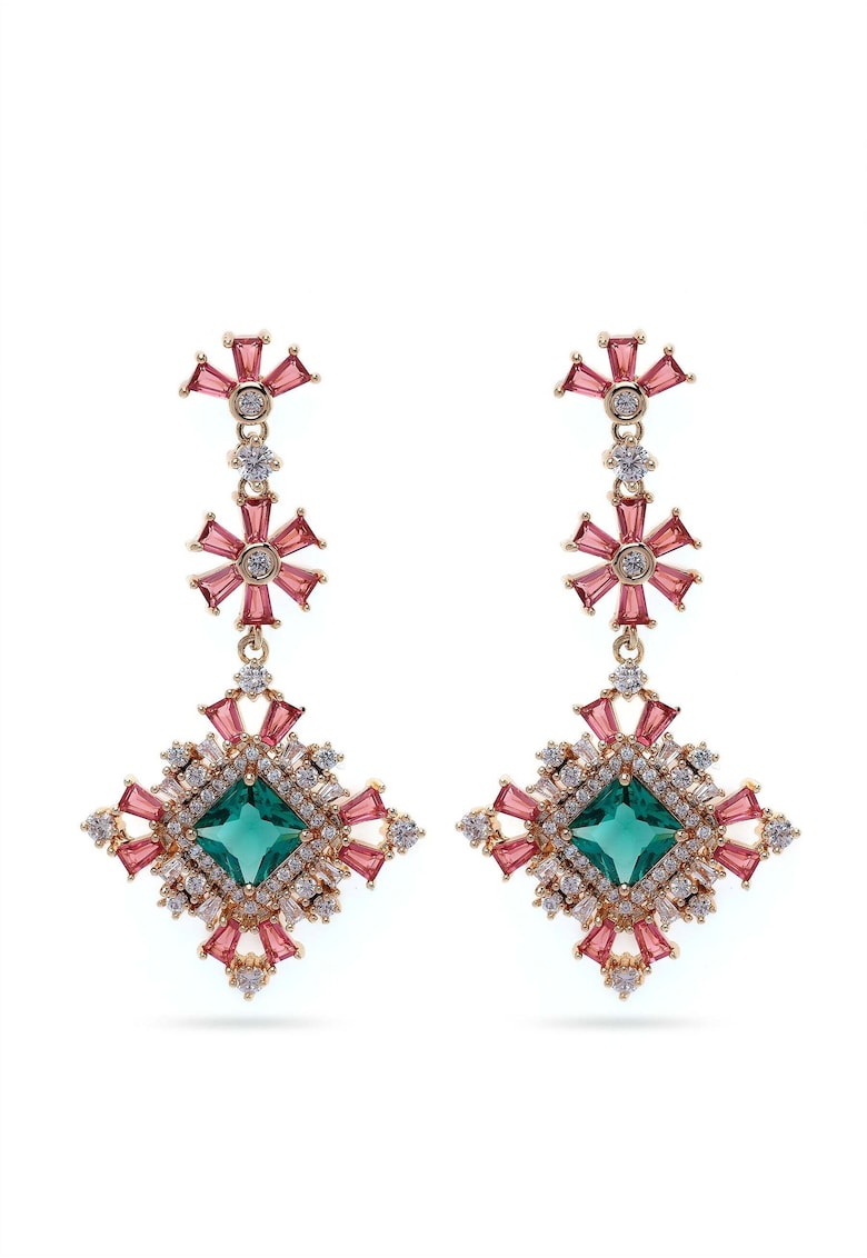 Cercei placati cu aur de 18K si cristale Daisy - Multicolor