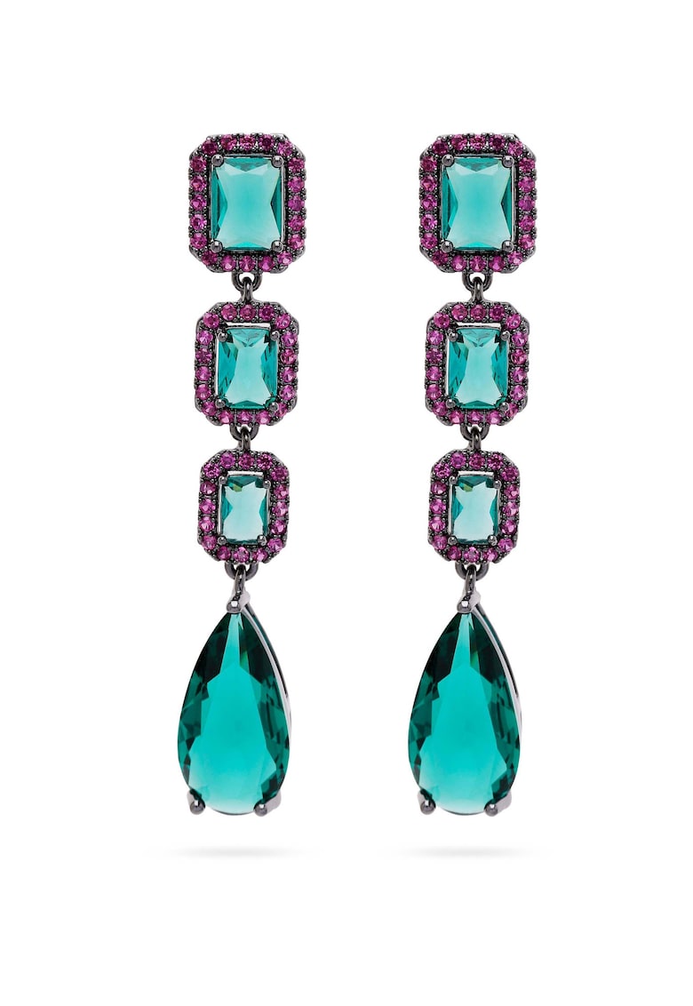 Cercei drop placati cu rodiu