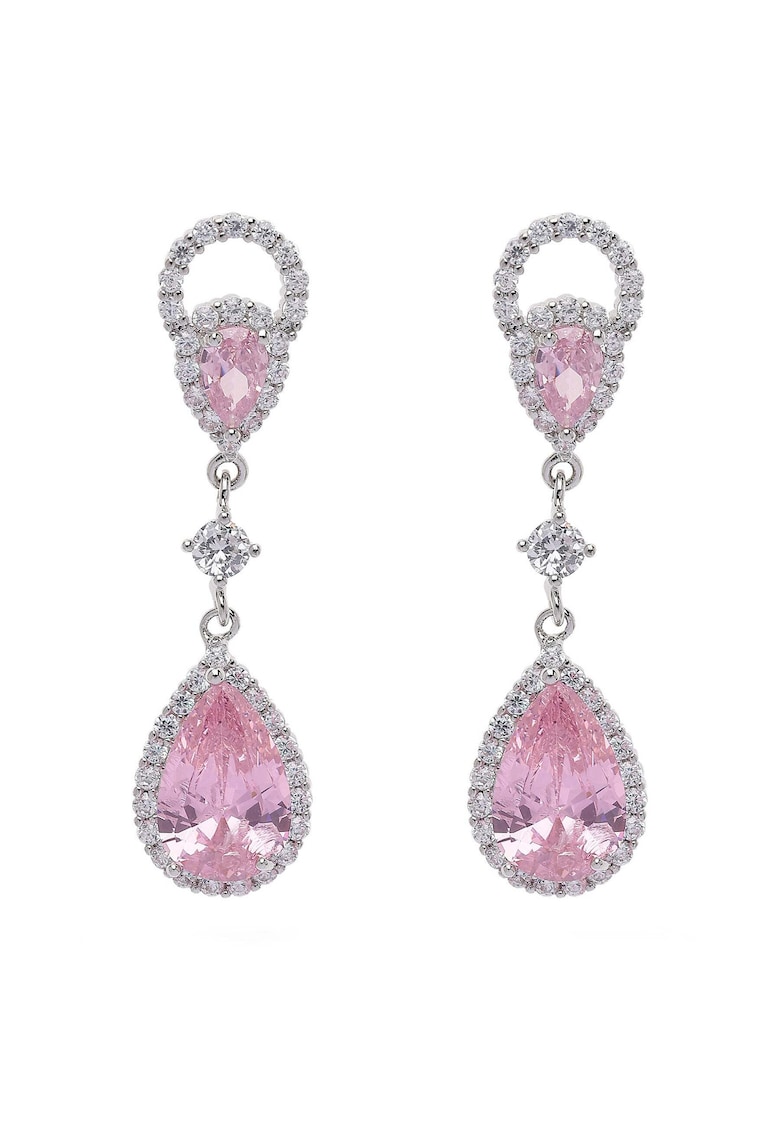 Cercei drop placati cu rodiu si zirconia Timeless