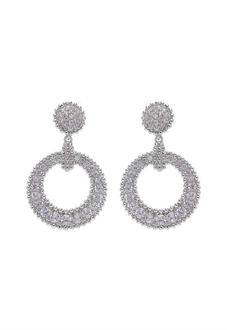 Cercei drop circulari cu cristale