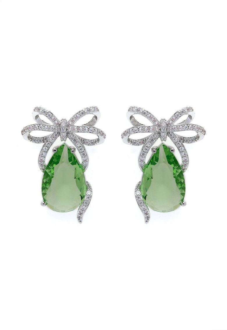 Cercei cu tija si cristale - Verde
