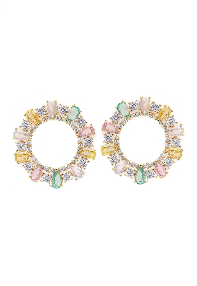 Cercei circulari placati cu aur de 18K