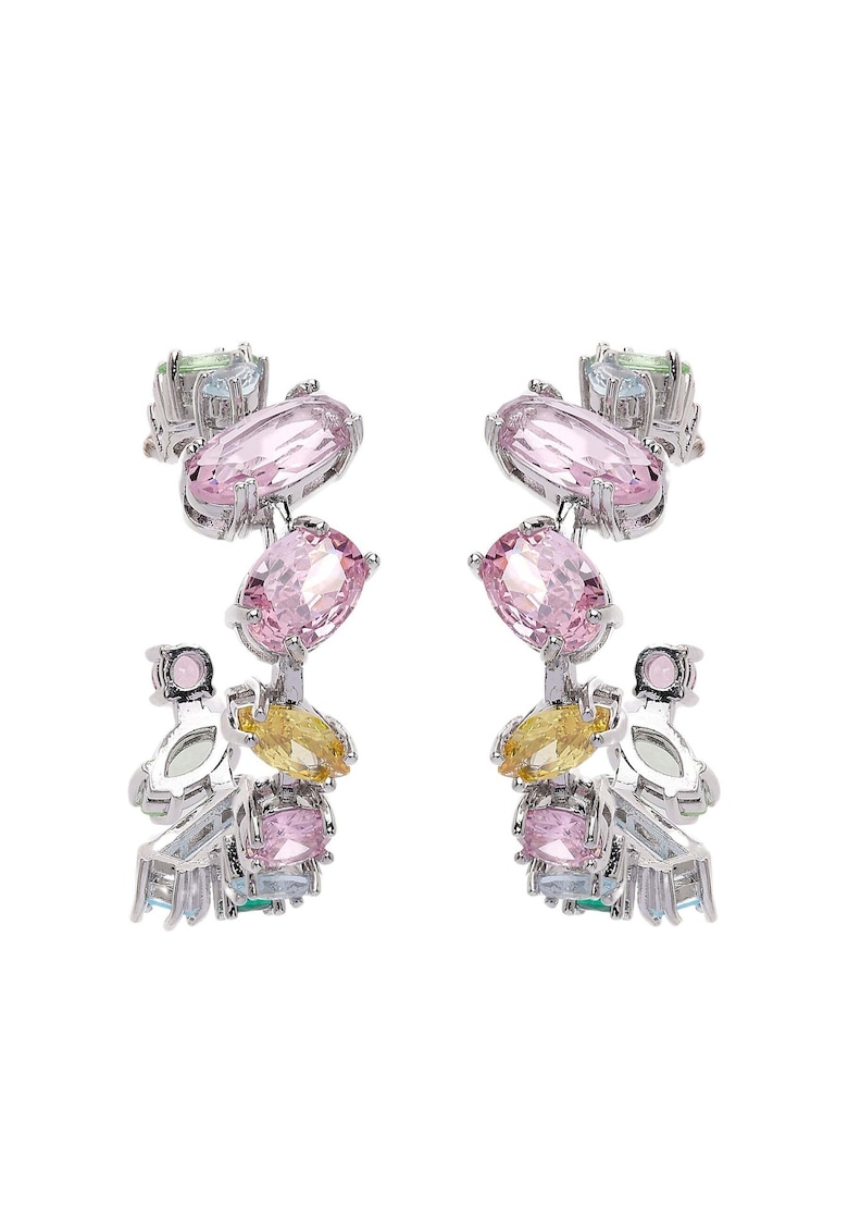 Cercei drop decorati cu cristale multicolore