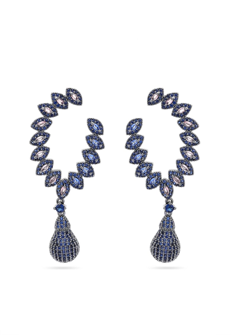 Cercei drop placati cu rodiu si cristale