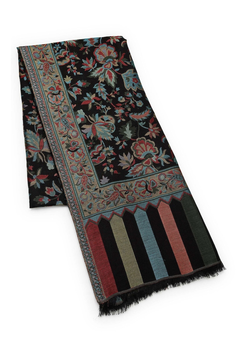 Esarfa din amestec de lana cu model floral