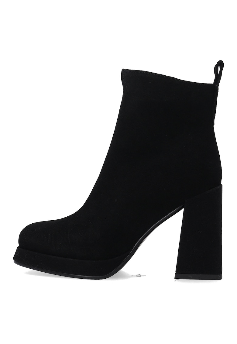 Botine de piele intoarsa cu toc gros