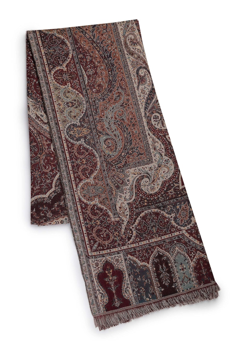 Esarfa din amestec de lana cu model etnic