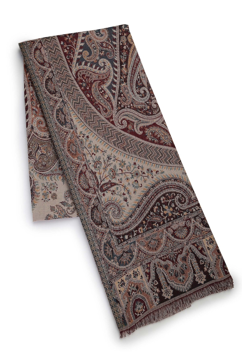 Esarfa din amestec de lana cu model etnic