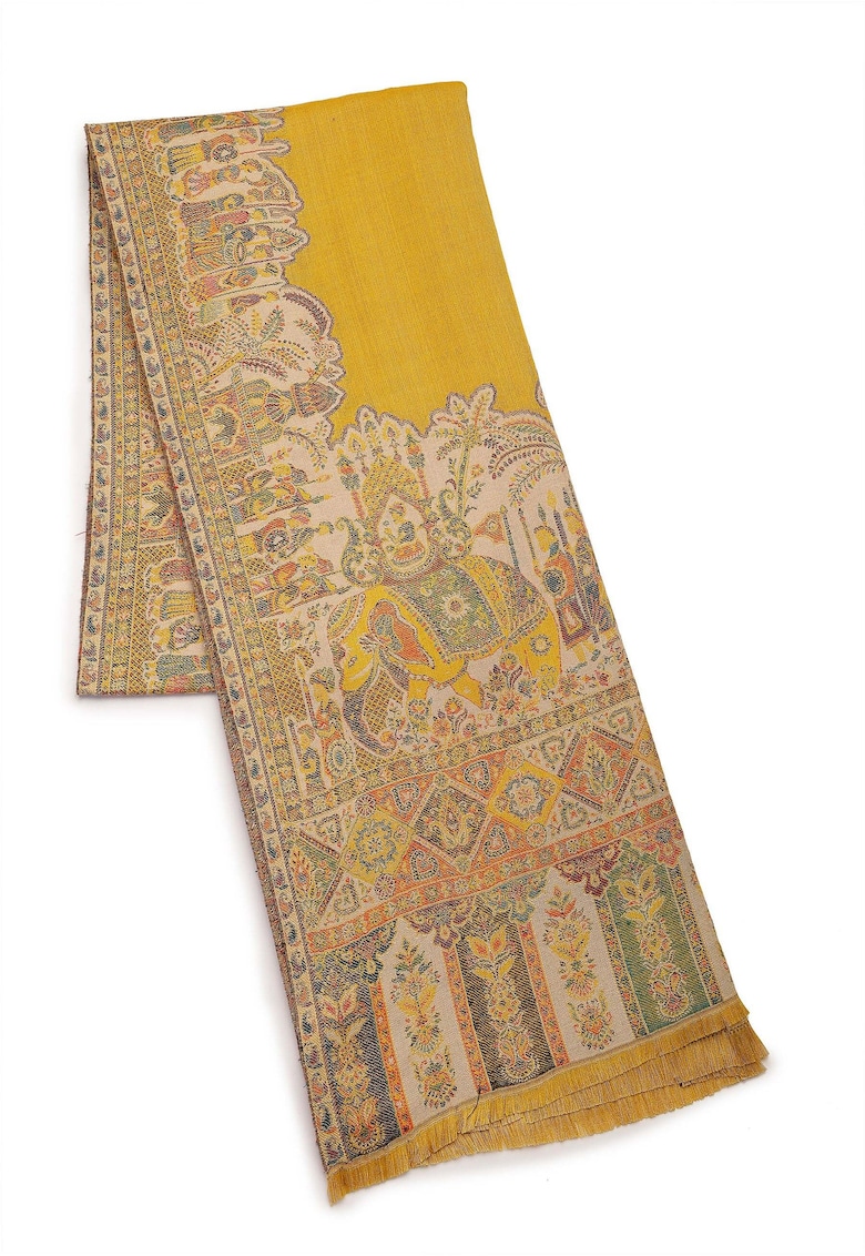 Esarfa din amestec de lana cu terminatii franjurate