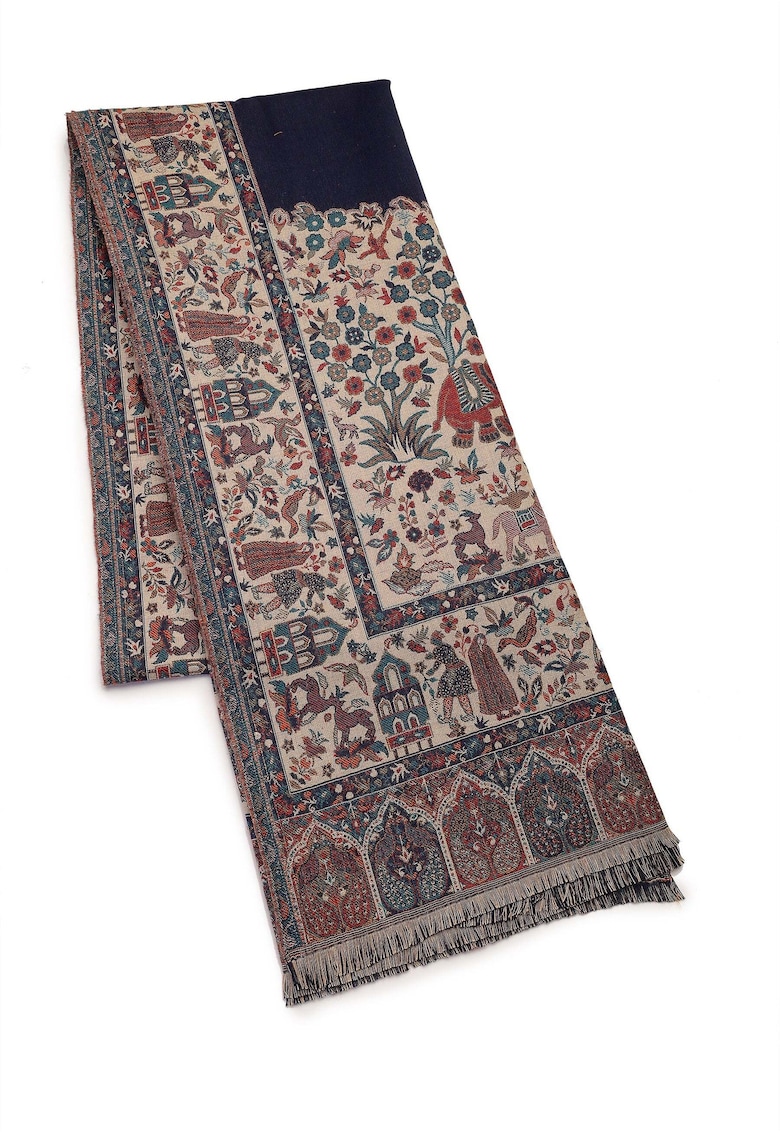 Esarfa din amestec de lana cu franjuri