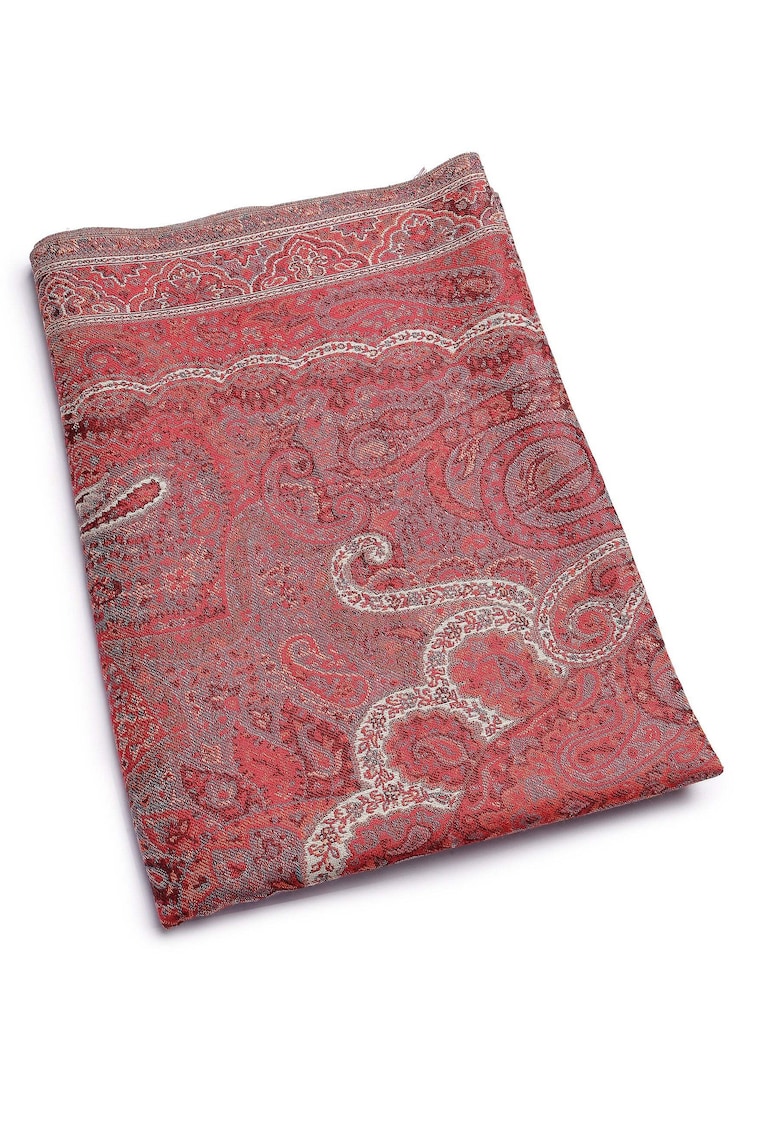 Esarfa cu model si terminatii nefinisate - Multicolor