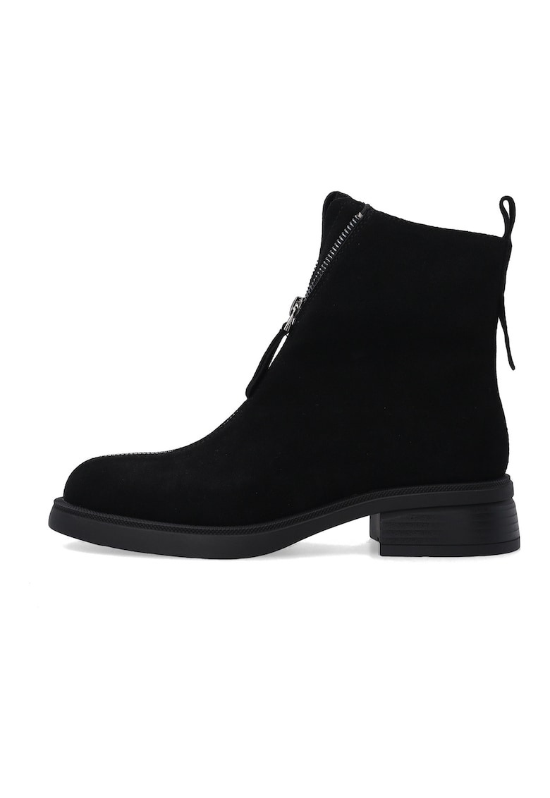 Botine de piele intoarsa cu fermoar decorativ