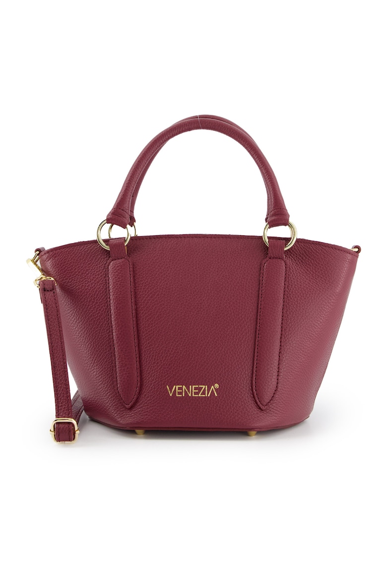 Geanta crossbody dama piele naturala - bordou - 31x19x16cm - curea detasabila max 113cm