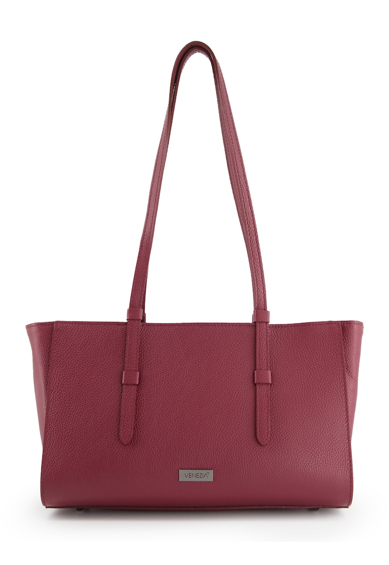 Geanta de umar din piele naturala bordo - 41x23x10cm - 3 compartimente interioare