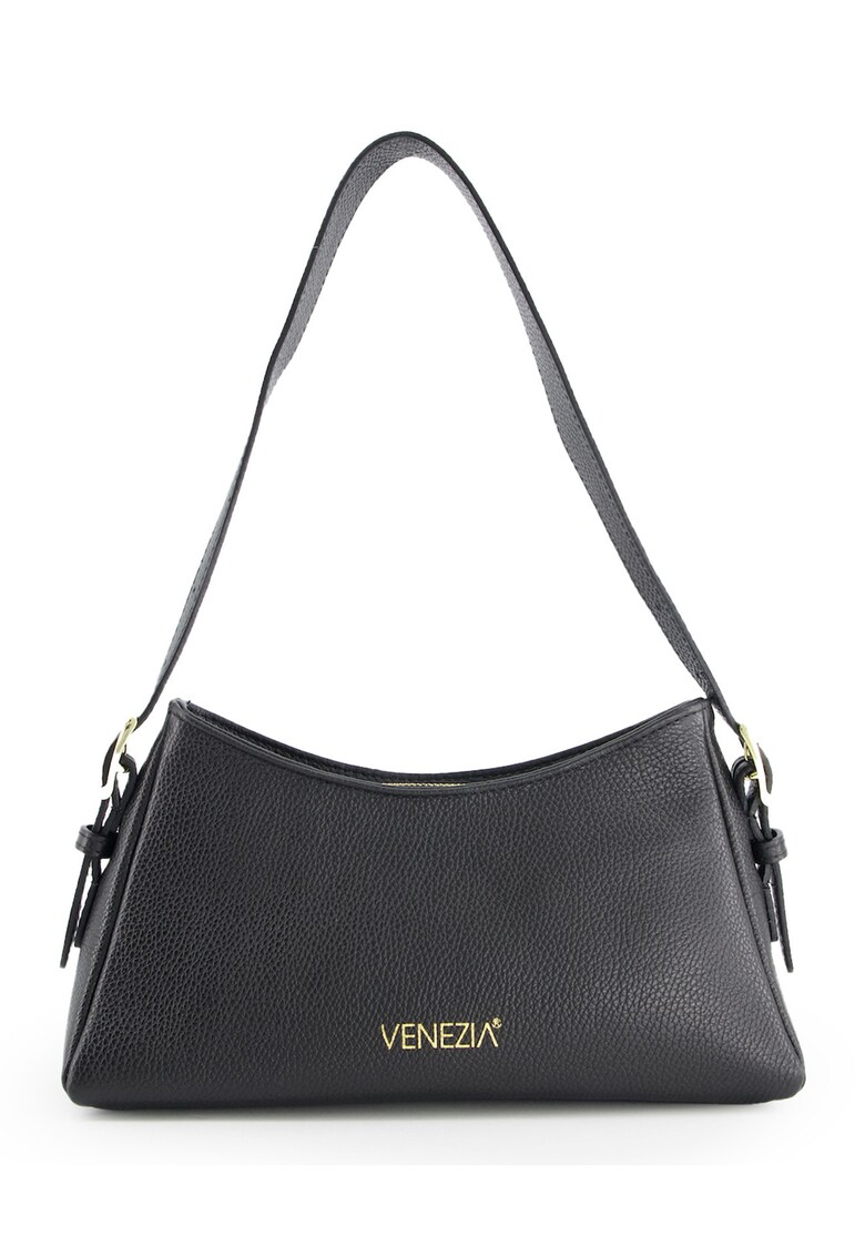 Geanta de umar din piele naturala - neagra - 32x12x17cm - cu curea detasabila