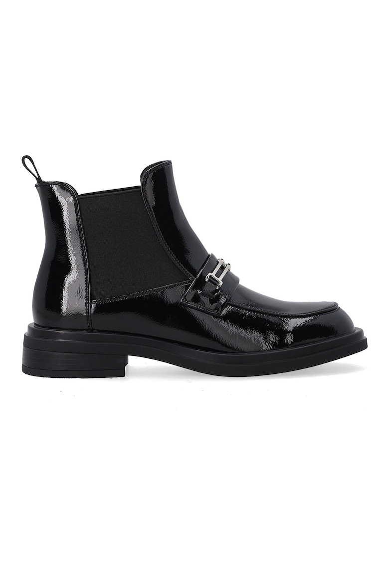 Ghete Chelsea negre lacuite cu ornament