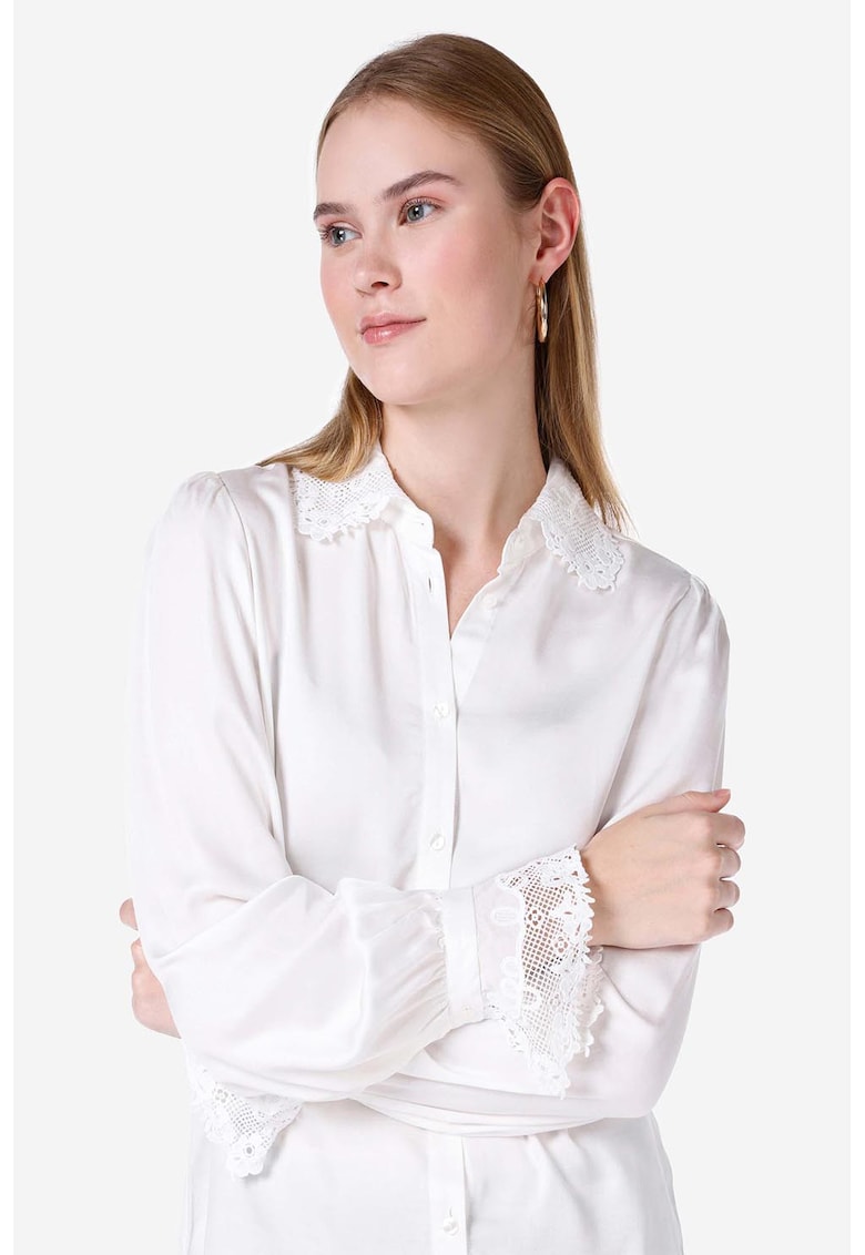 Camasa cu guler din dantela si mansete