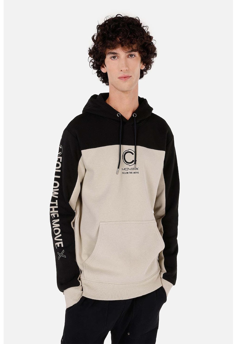 Hanorac de bumbac cu model in doua nuante - Bej/Negru