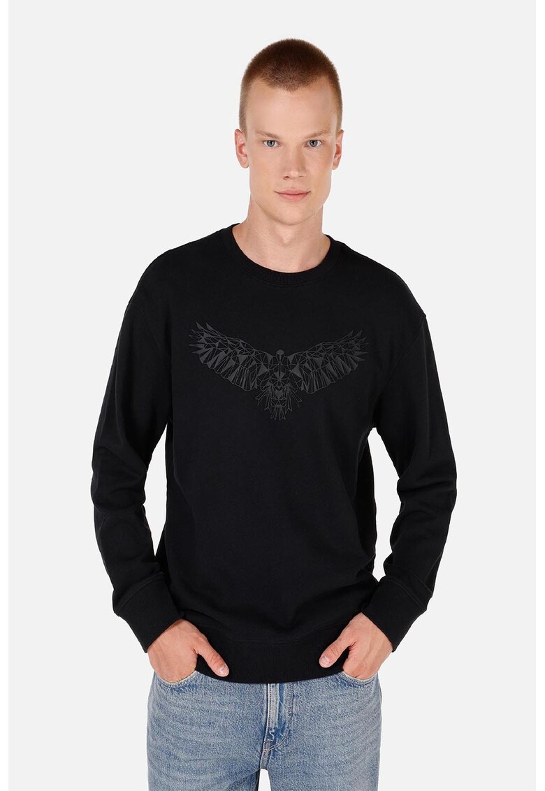 Bluza de trening din bumbac cu imprimeu grafic - Negru