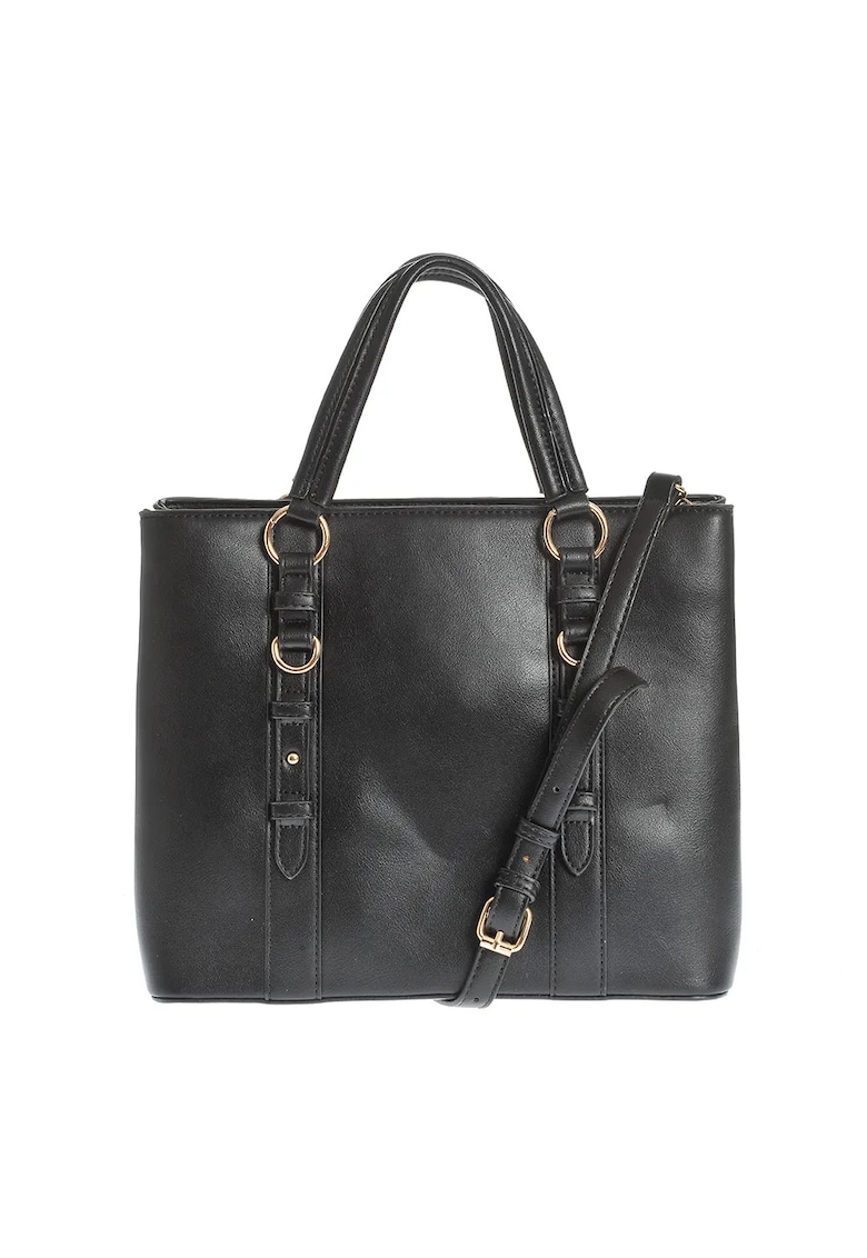 Geanta neagra compartimentata cu manere fixe