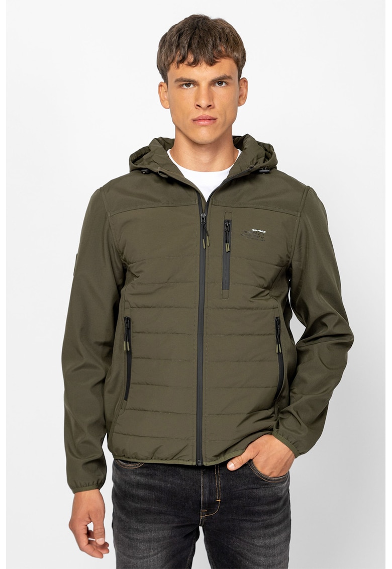 Jacheta cu buzunare cu fermoar si gluga