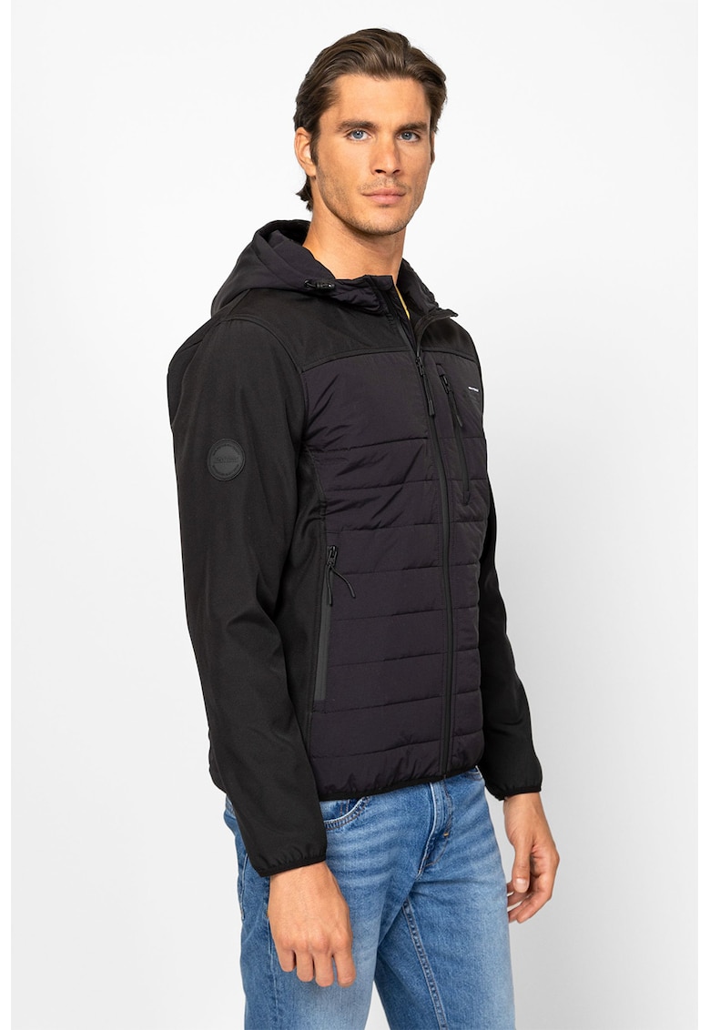 Jacheta cu buzunare cu fermoar si gluga