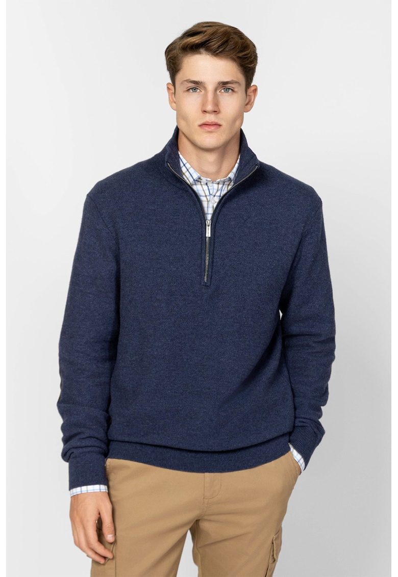 Pulover din amestec de lana cu fermoar scurt