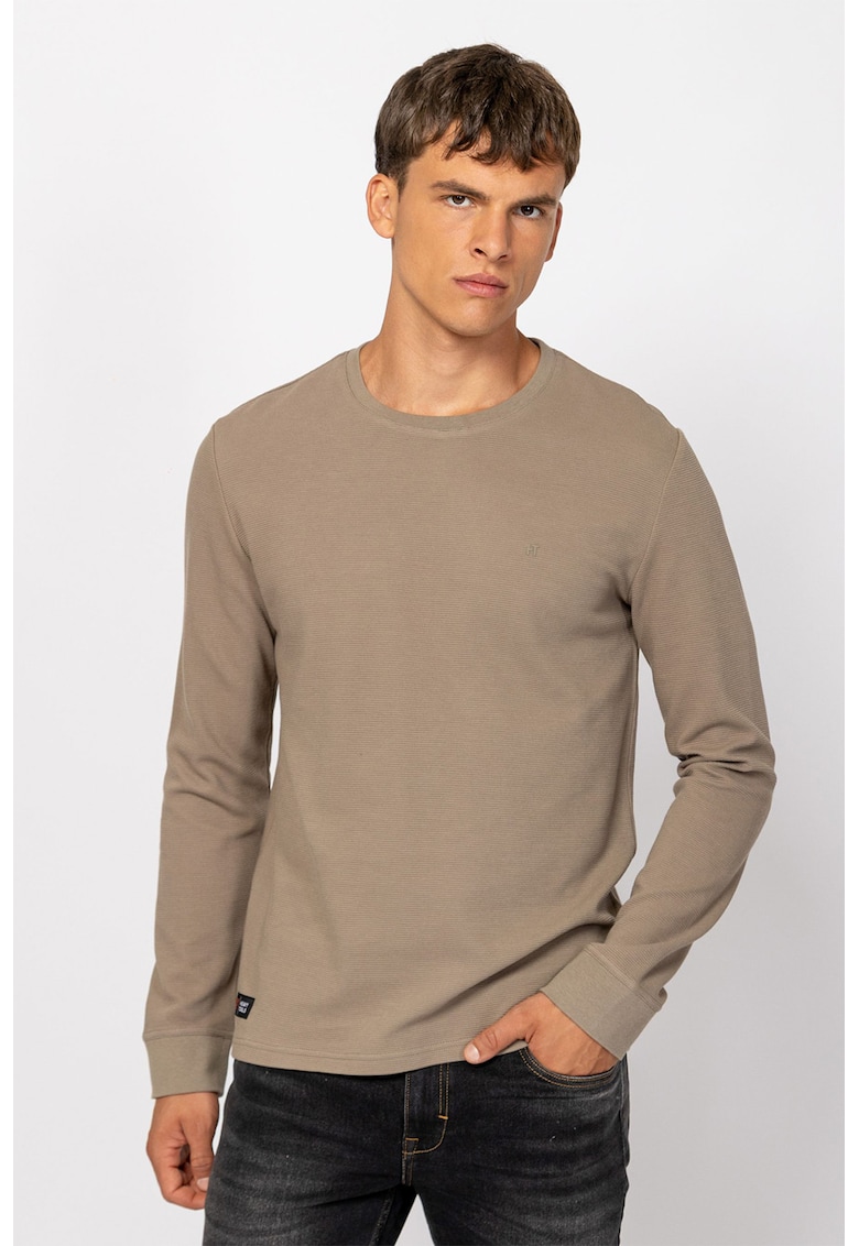 Bluza cu decolteu la baza gatului si striatii - Grej