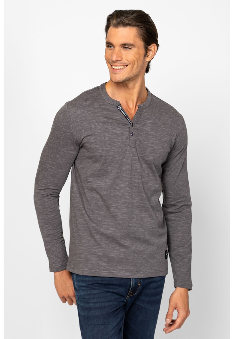 Bluza uni cu fenta cu nasturi