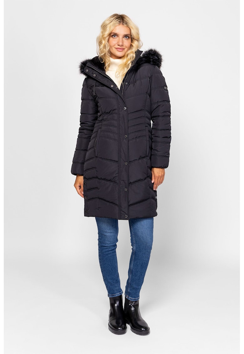 Geaca matlasata cu gluga si blana sintetica