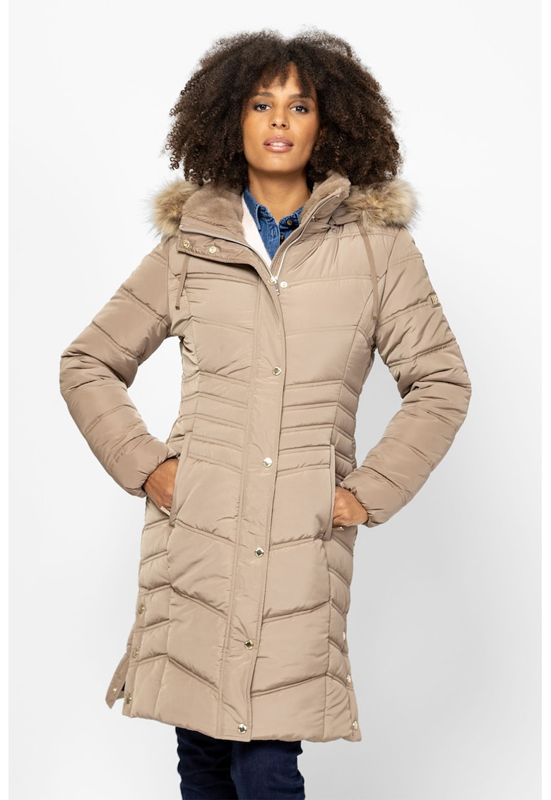 Geaca matlasata cu gluga si blana sintetica