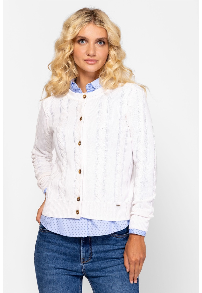 Cardigan cu nasturi si model torsade