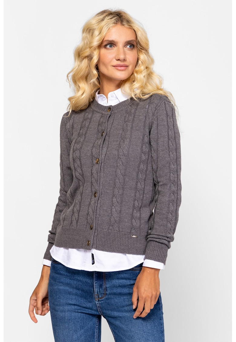 Cardigan cu nasturi si model torsade