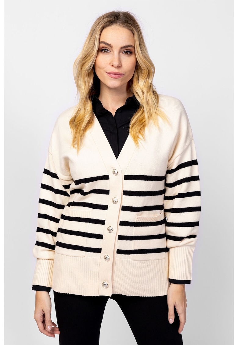 Cardigan lejer cu model in dungi si maneci cazute