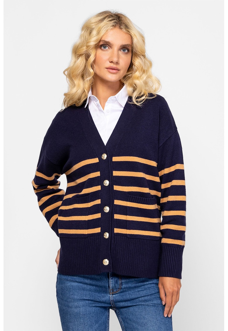 Cardigan lejer cu model in dungi si maneci cazute