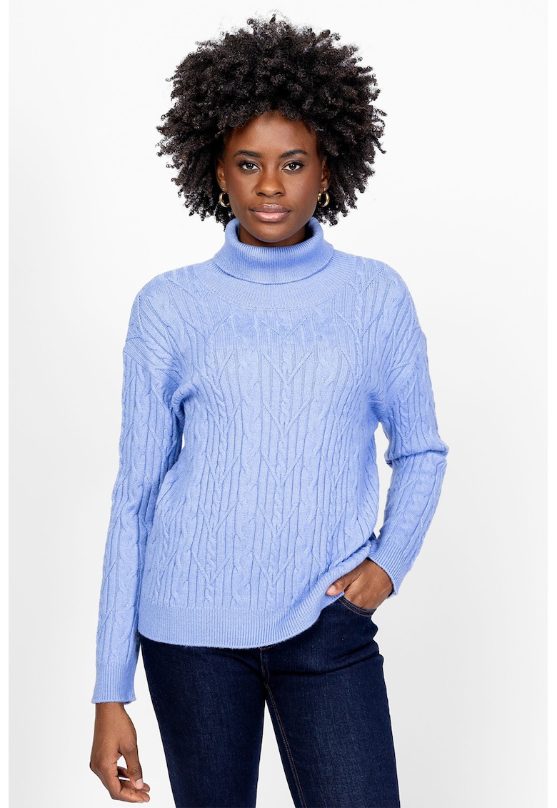 Pulover cu guler inalt si model torsade