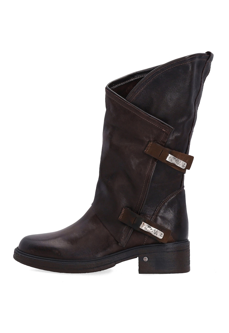 Ghete maro din piele cu caramb asimetric