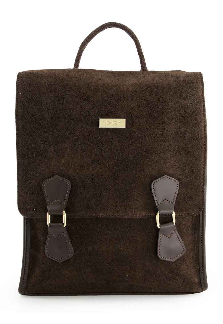 Rucsac dama - piele intoarsa - maro - 33x29x9cm