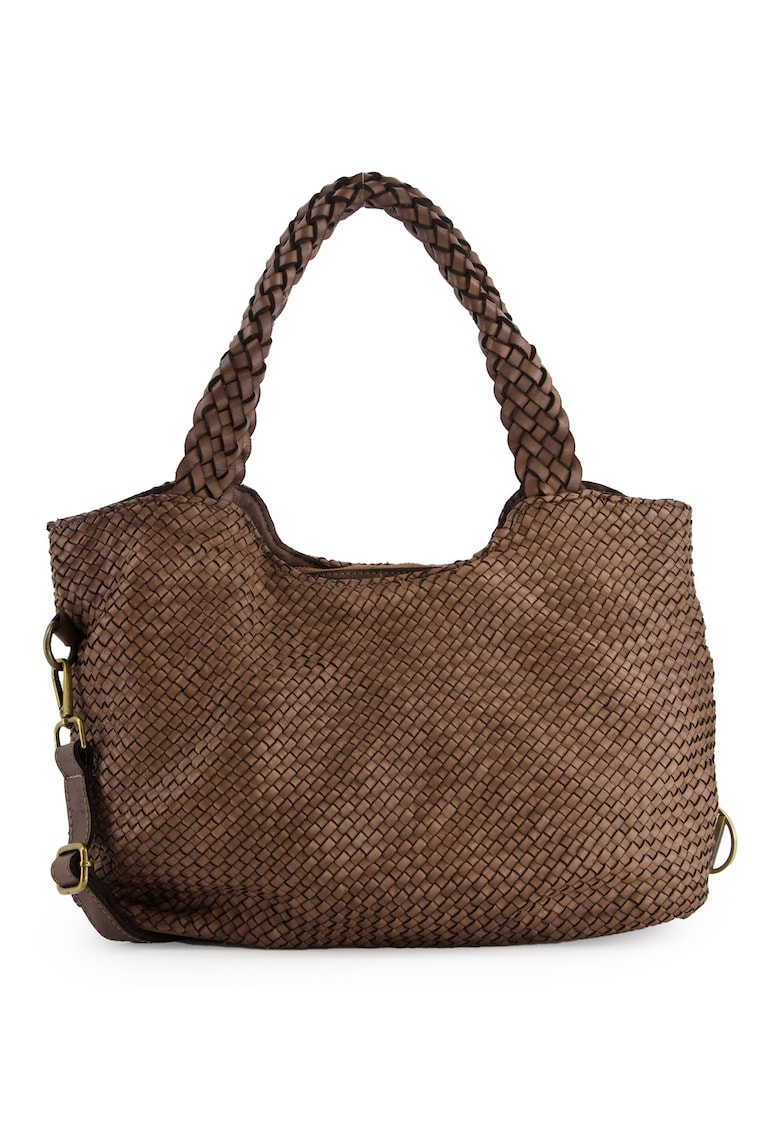 Geanta de umar maro - piele naturala - 30x50x15cm - 3 buzunare interioare - curea detasabila 104cm