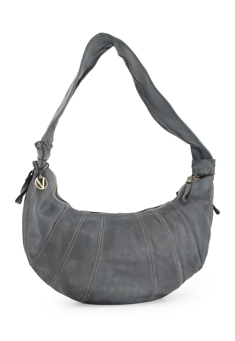 Geanta hobo din piele naturala gri - 3 buzunare interioare - 2 buzunare exterioare - 42x26x7cm