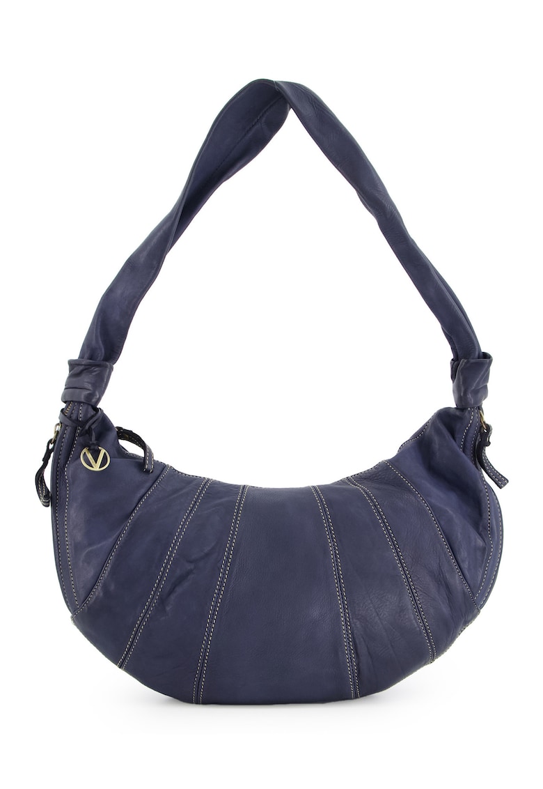 Geanta hobo din piele naturala - granat - 42x26x7cm - 5 buzunare - curea 65cm