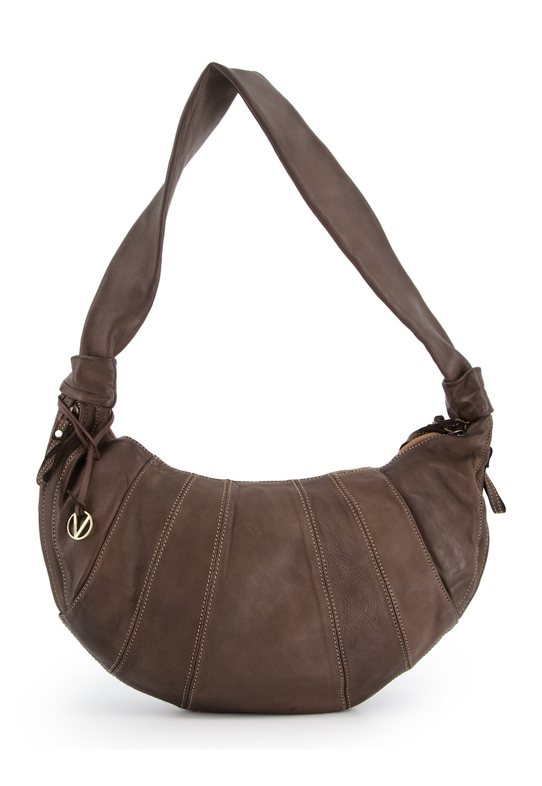 Geanta crossbody piele naturala - 3 buzunare interioare - maro - 42x26x7cm