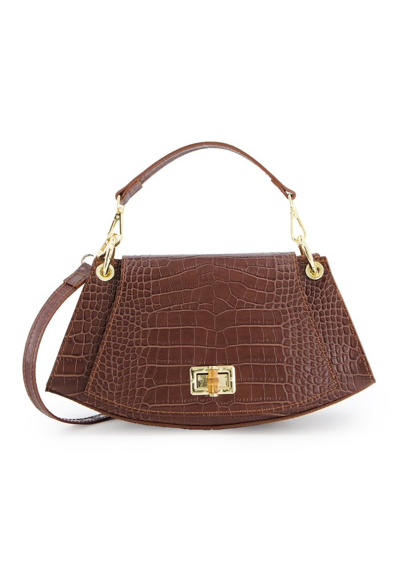 Geanta de dama Bucket din piele naturala - maro - 29x16x9cm - cu manere si curea detasabile